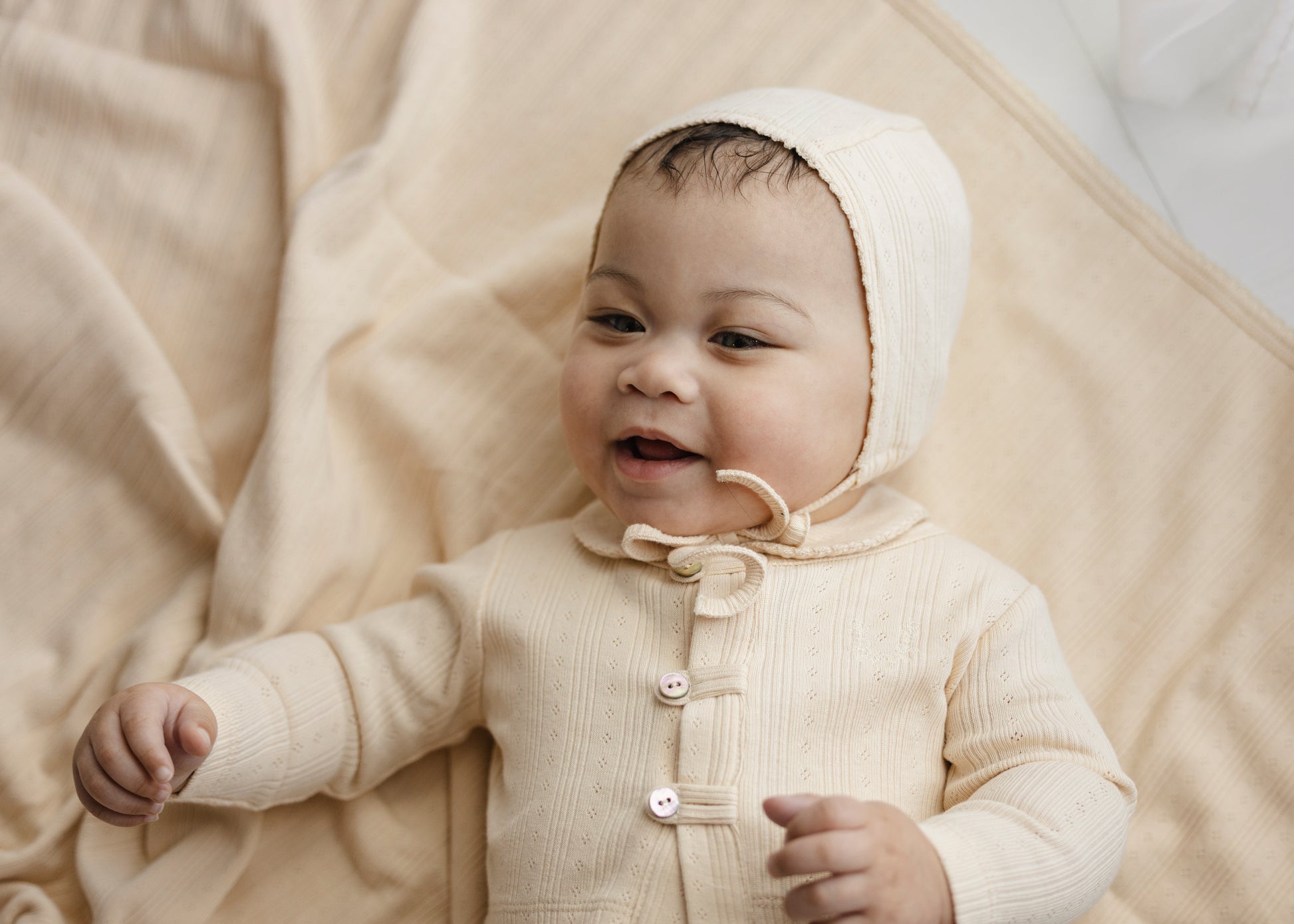 Sand Variegated Ribbed Romper + Cardigan Set