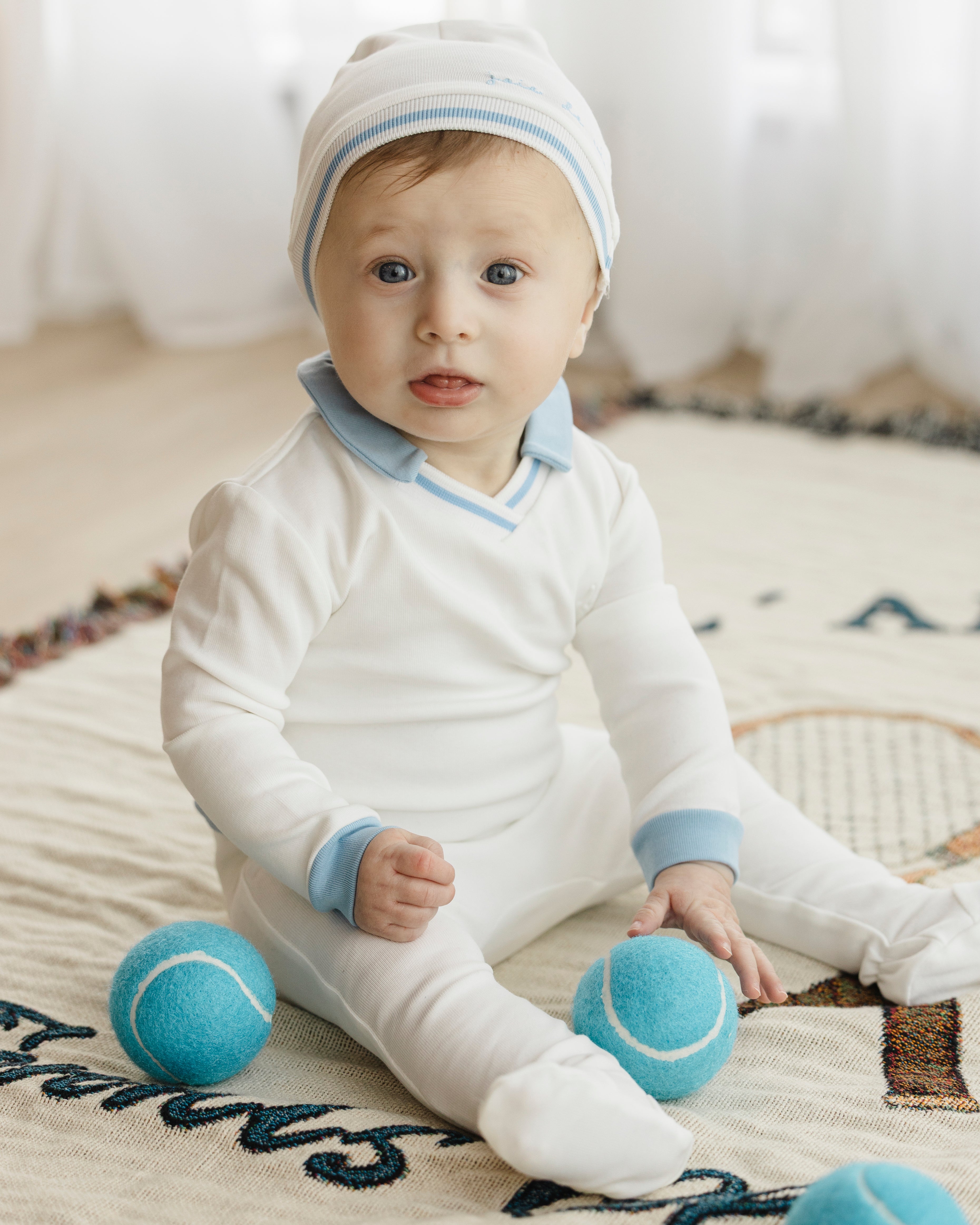 Blue Polo Embossed Footie
