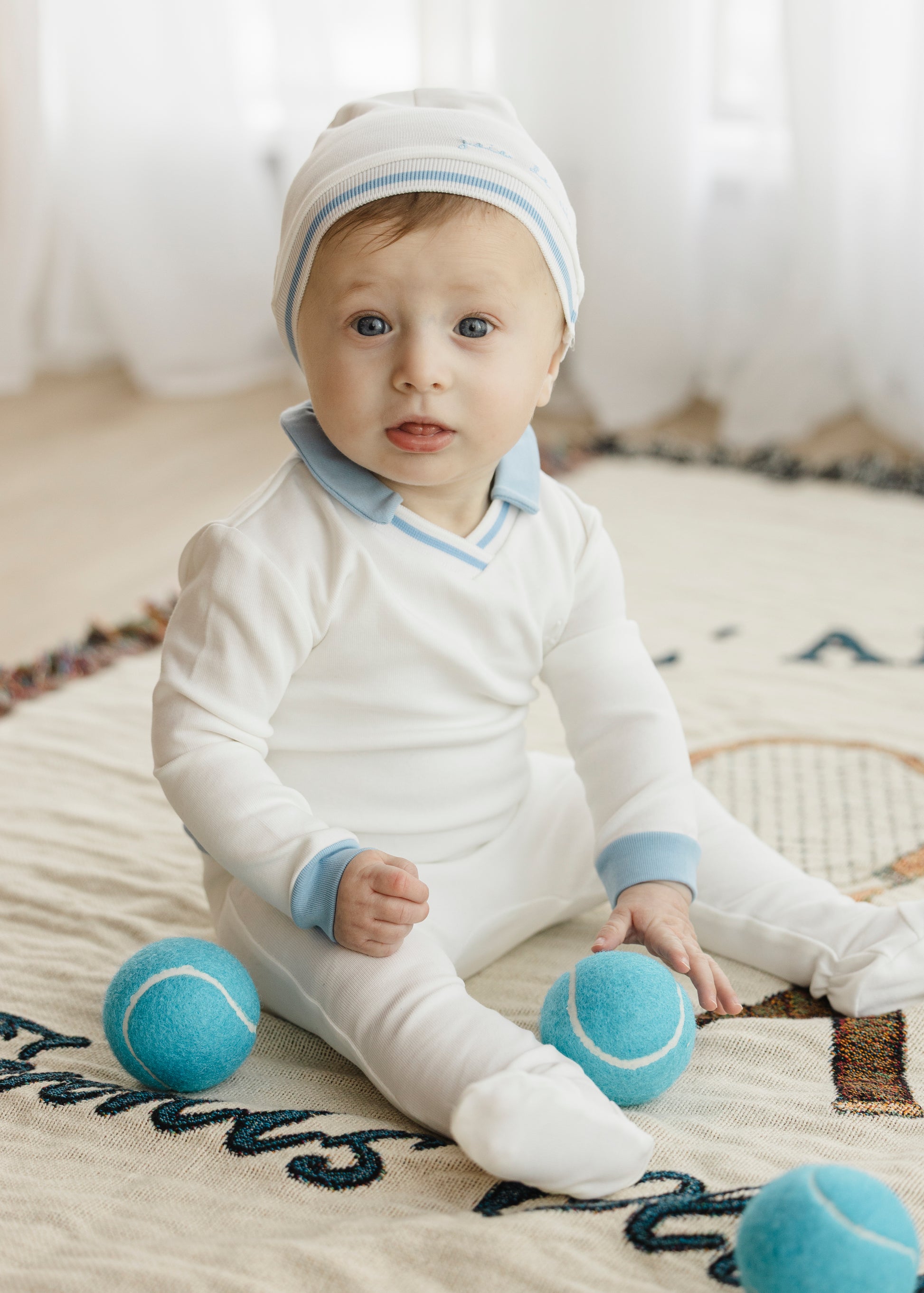 Blue Polo Embossed Footie