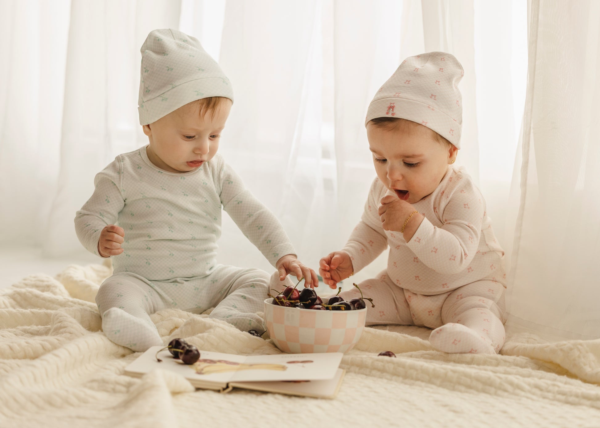 Spearmint Checkerboard Cherry Footie