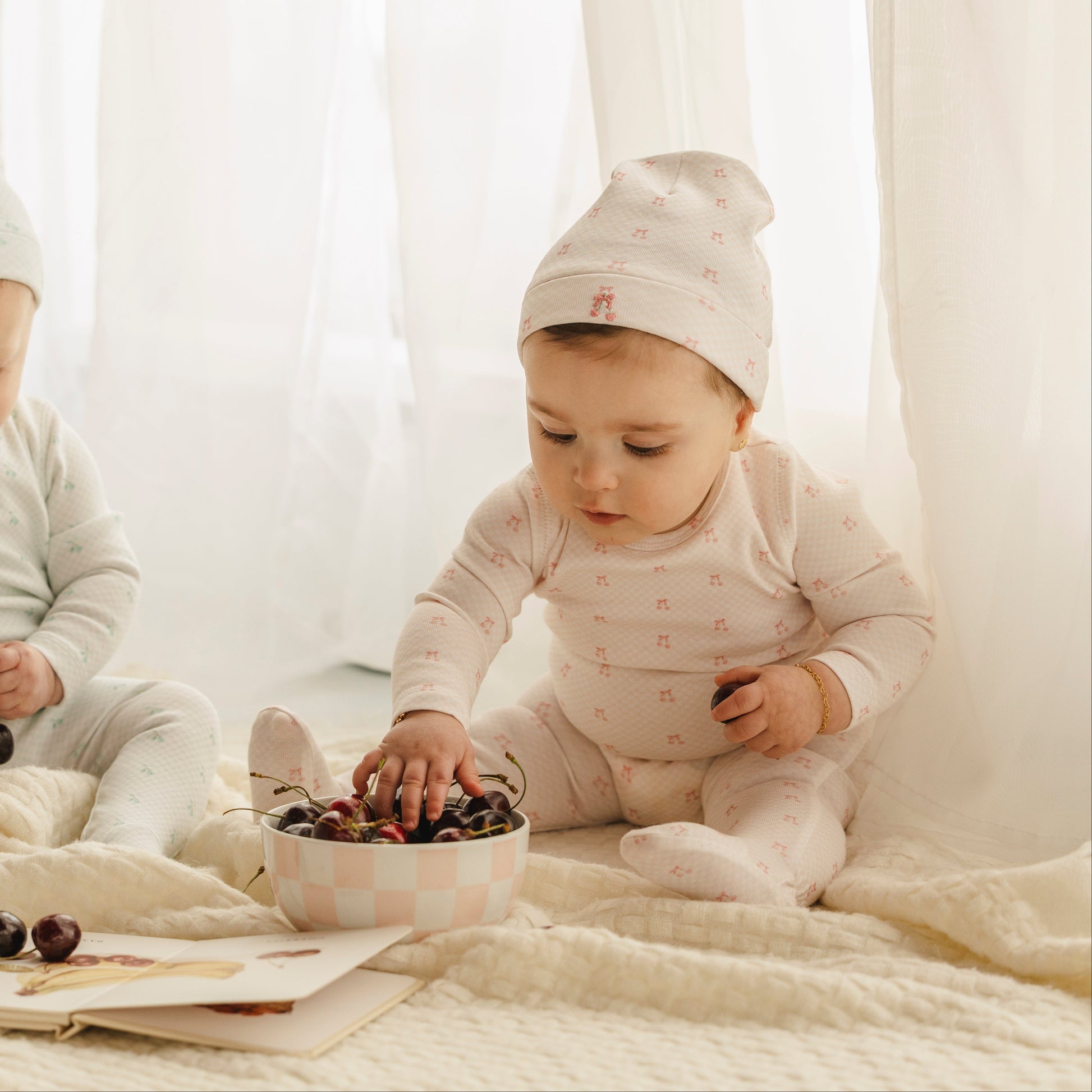 Pink Checkerboard Cherry Footie