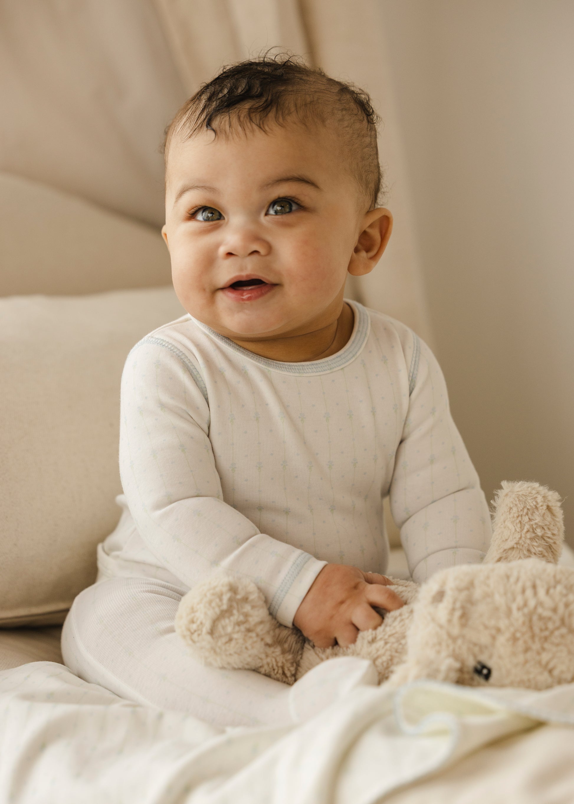 Blue Floral Striped Footie