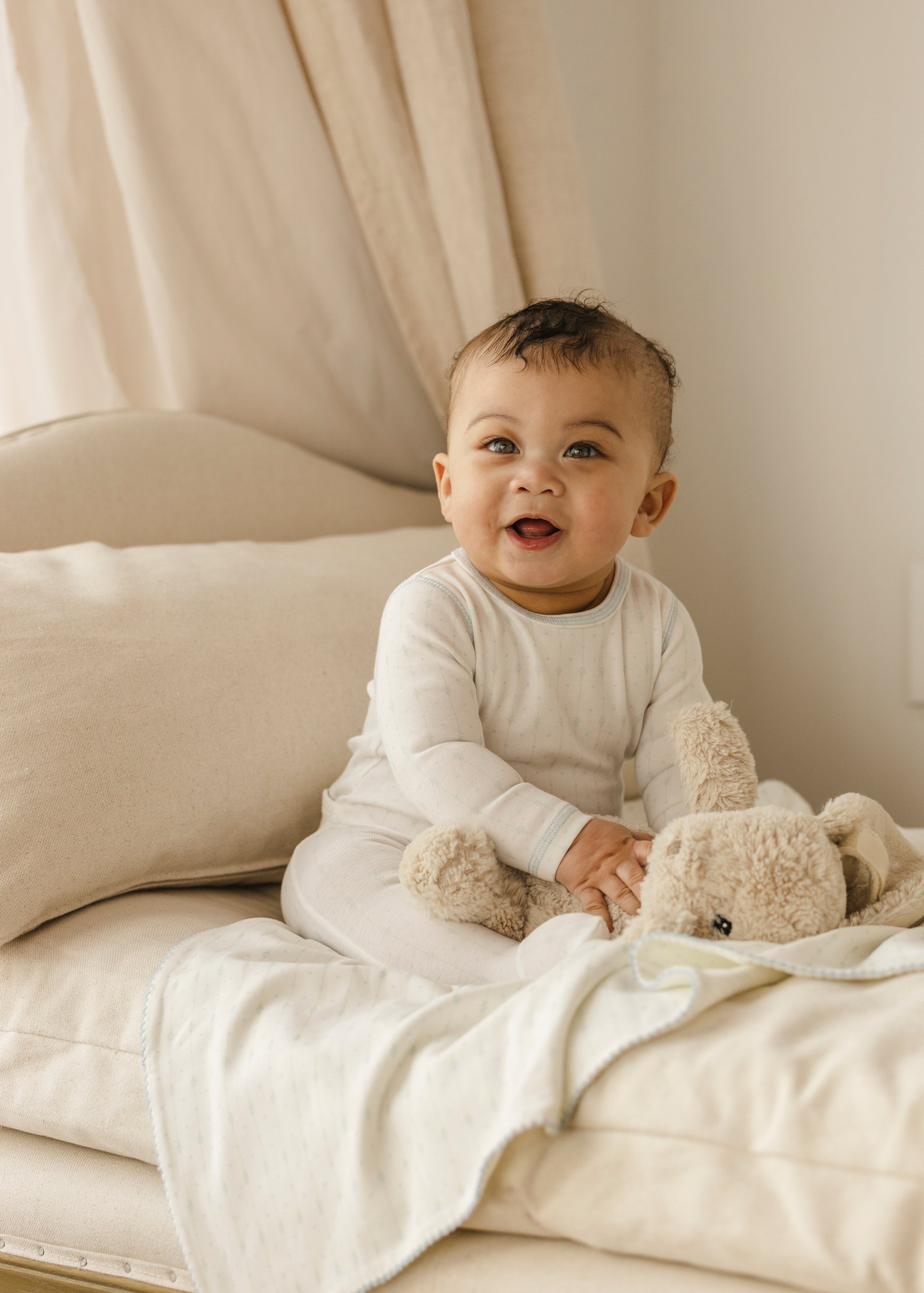 Blue Floral Striped Footie