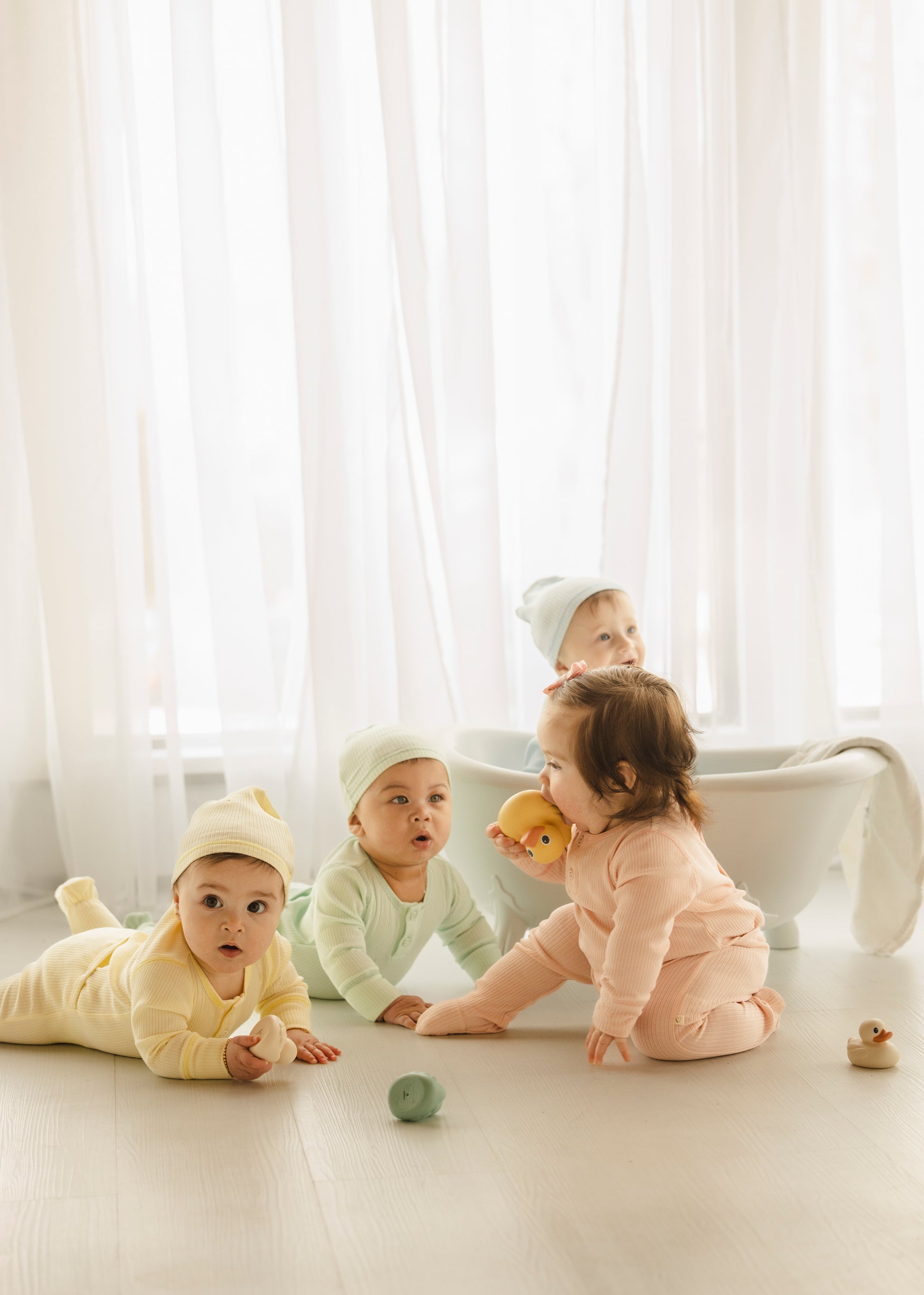 Spearmint Ribbed Henley Footie