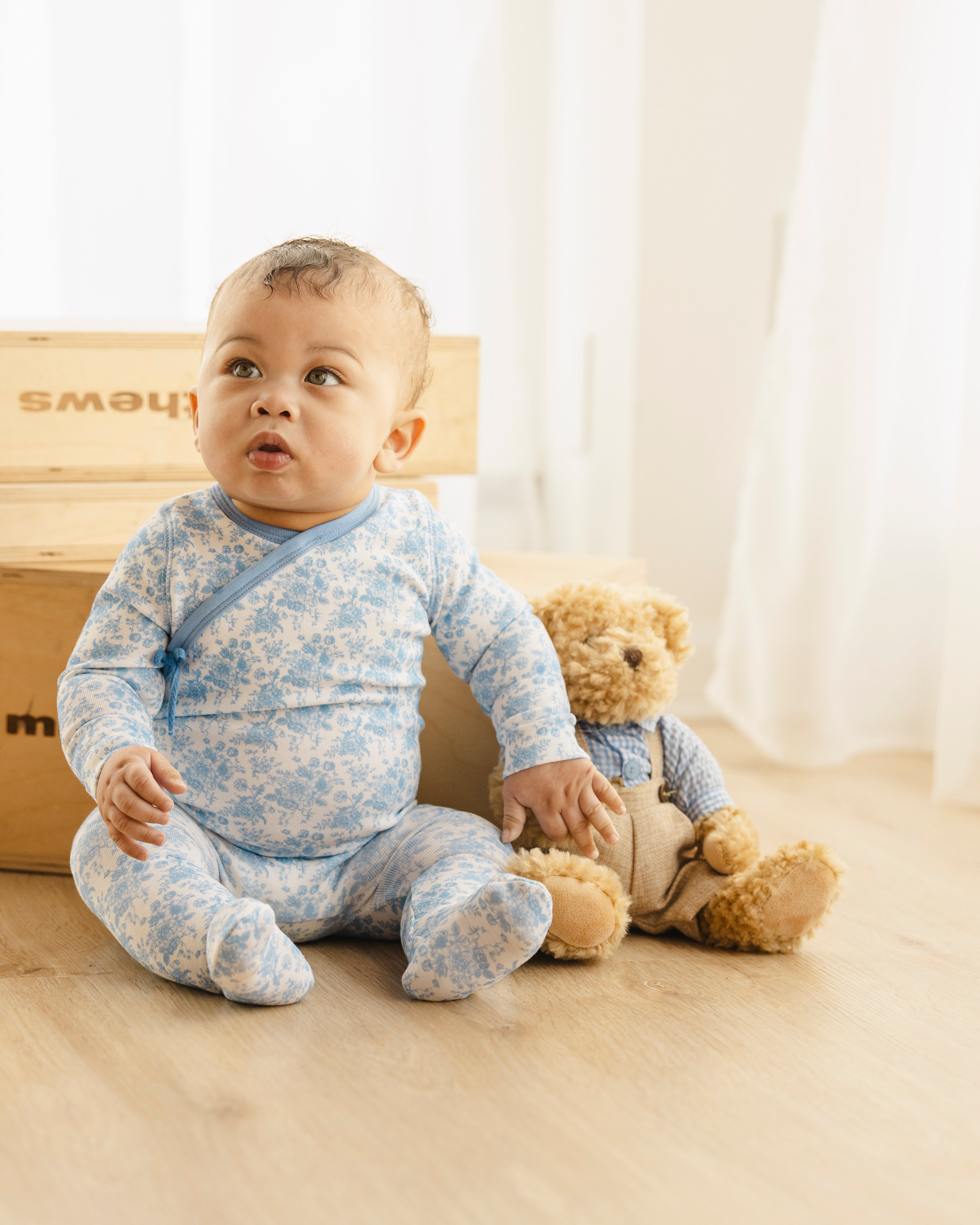 Crystal Blue Wrap Toile Footie