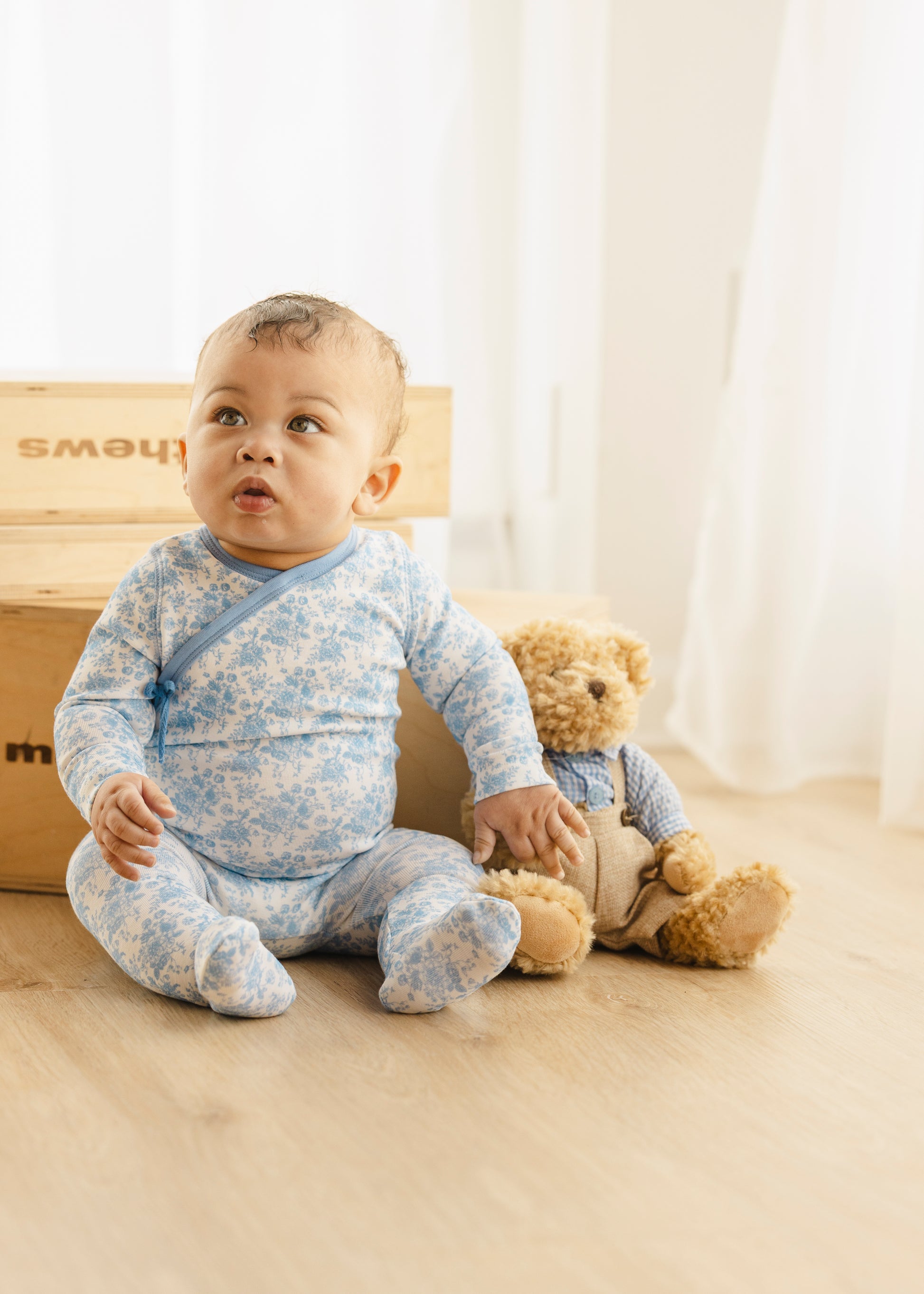 Crystal Blue Wrap Toile Footie