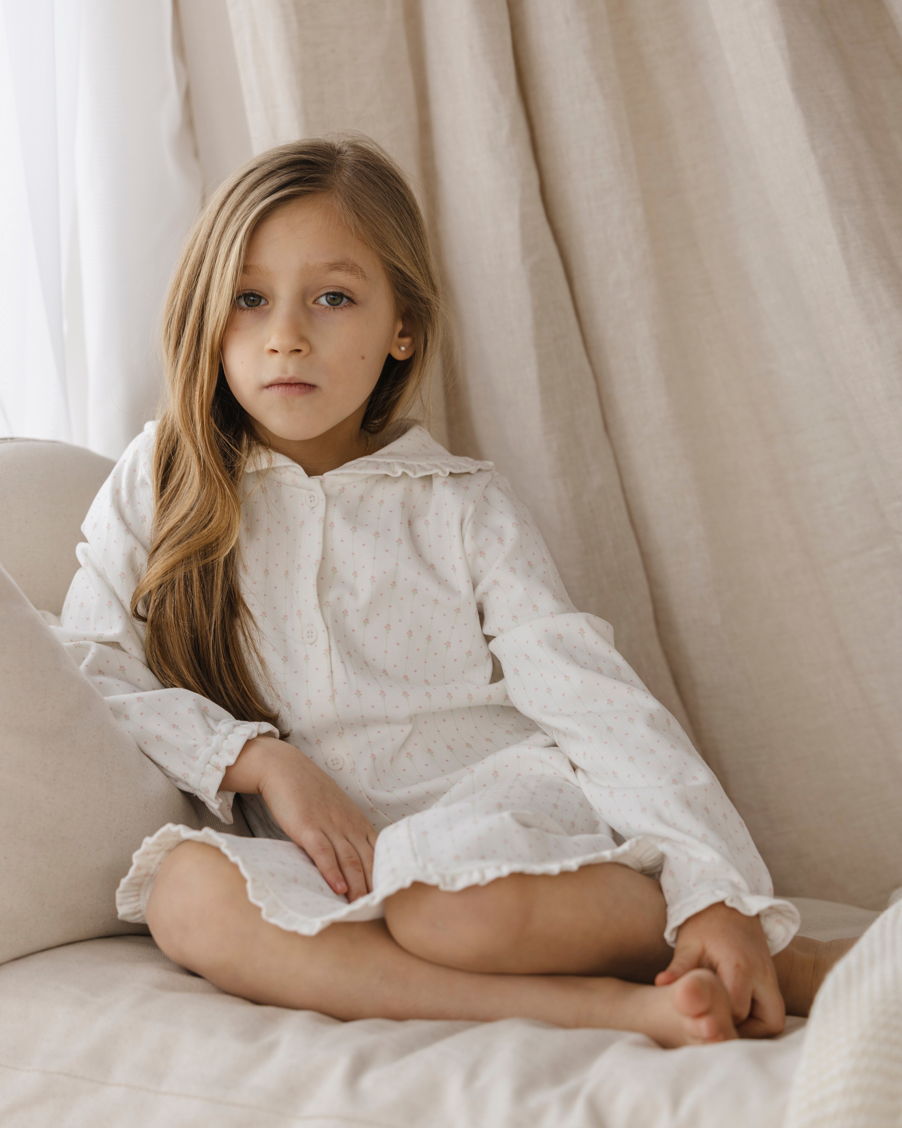 Pink Floral Striped Ruffle Nightgown