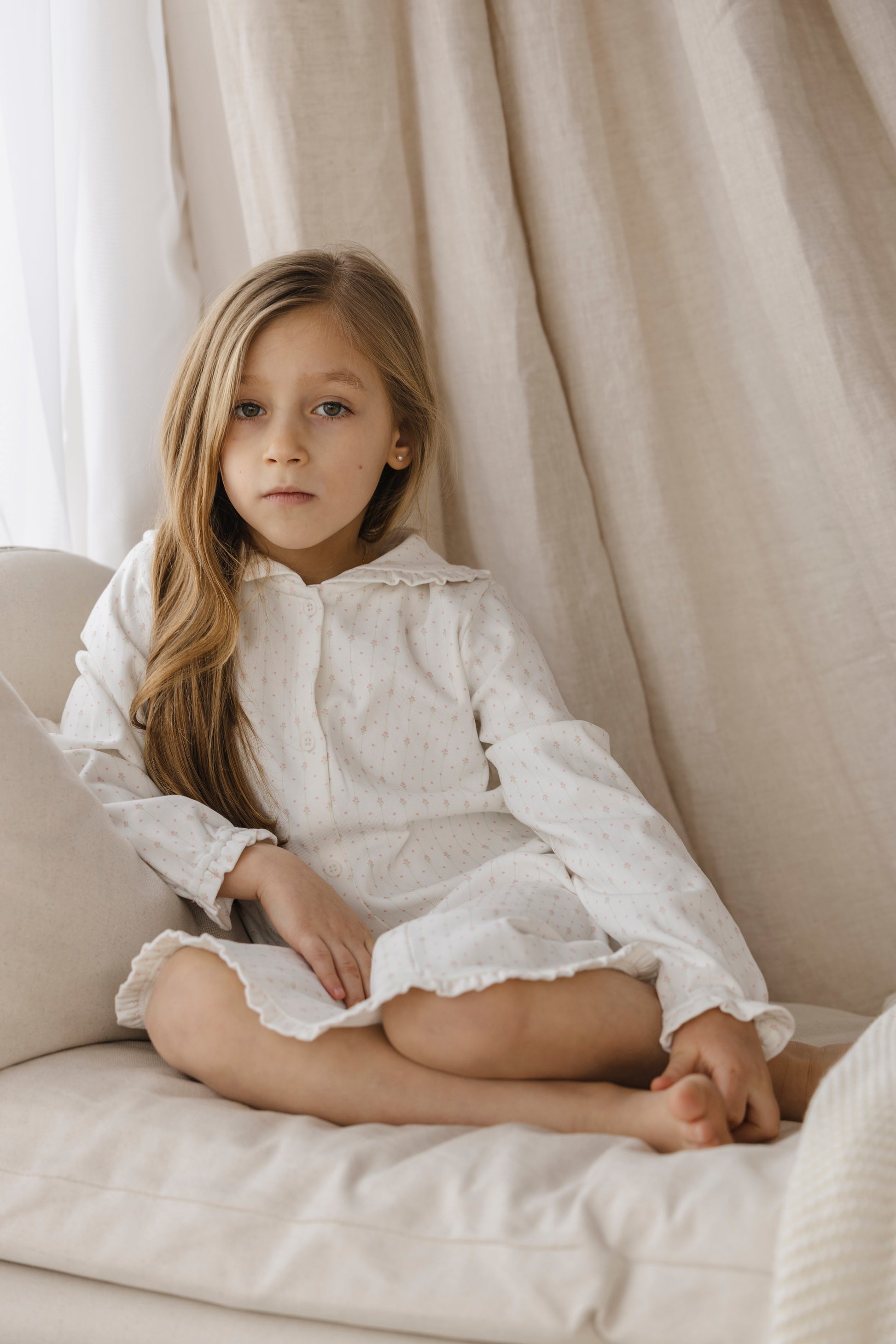 Pink Floral Striped Ruffle Nightgown