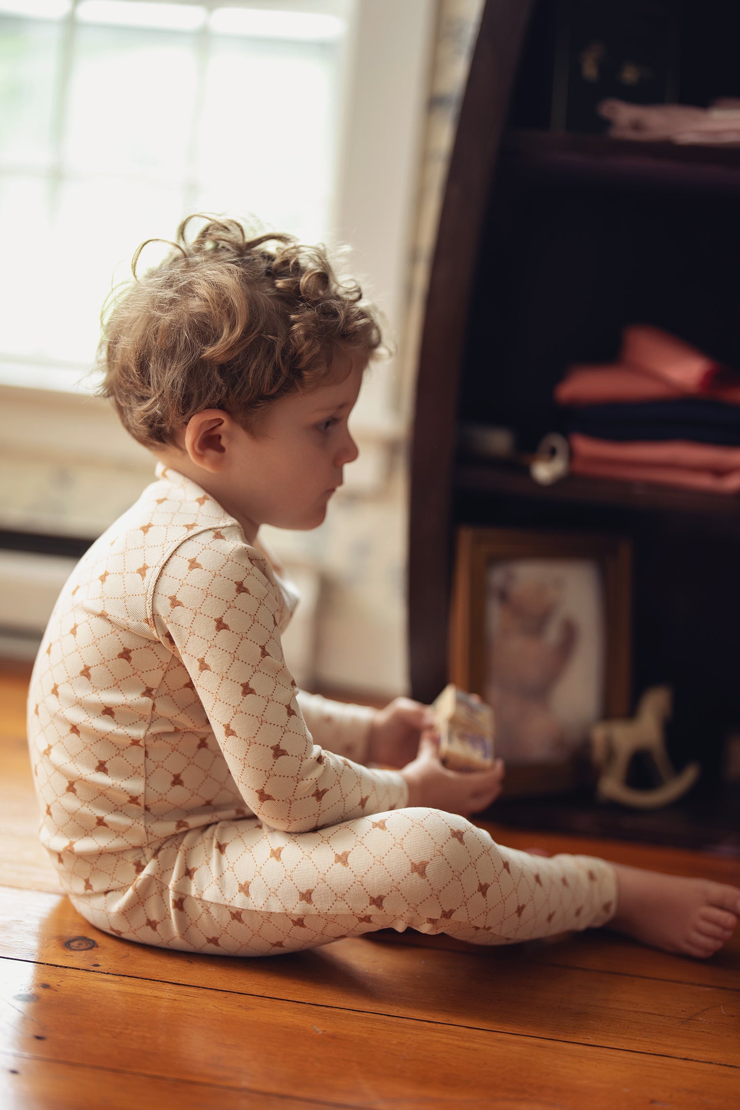 Taupe Boys Bear Grid Pajama