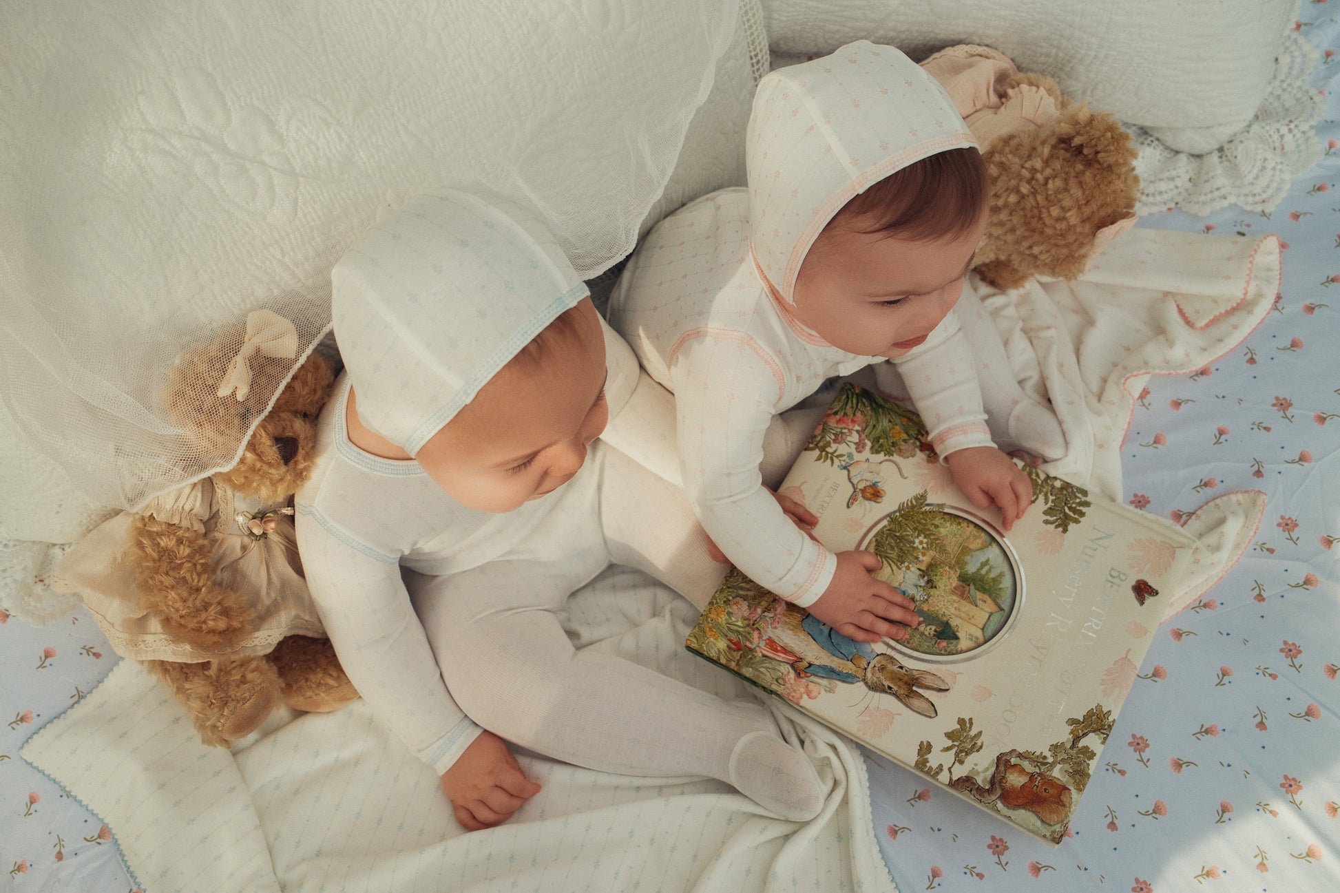 Pink Floral Striped Footie Set