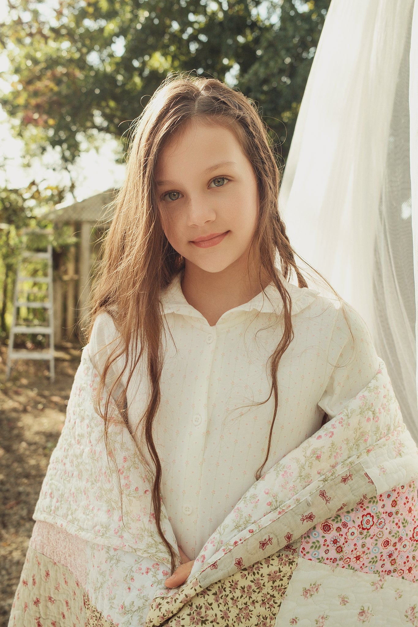 Pink Floral Striped Ruffle Nightgown