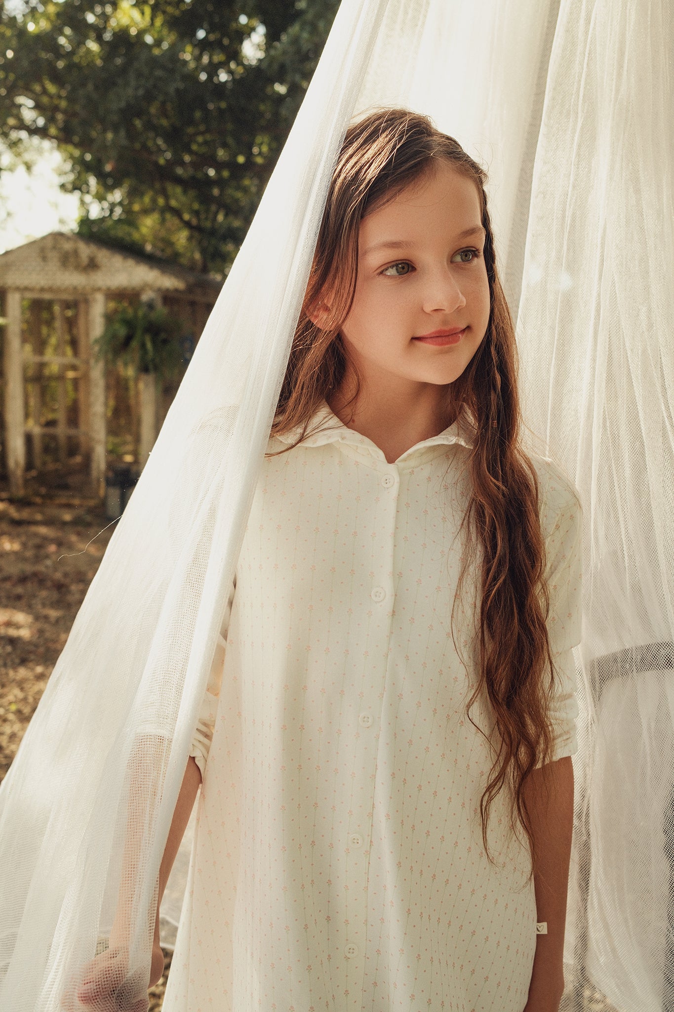 Pink Floral Striped Ruffle Nightgown