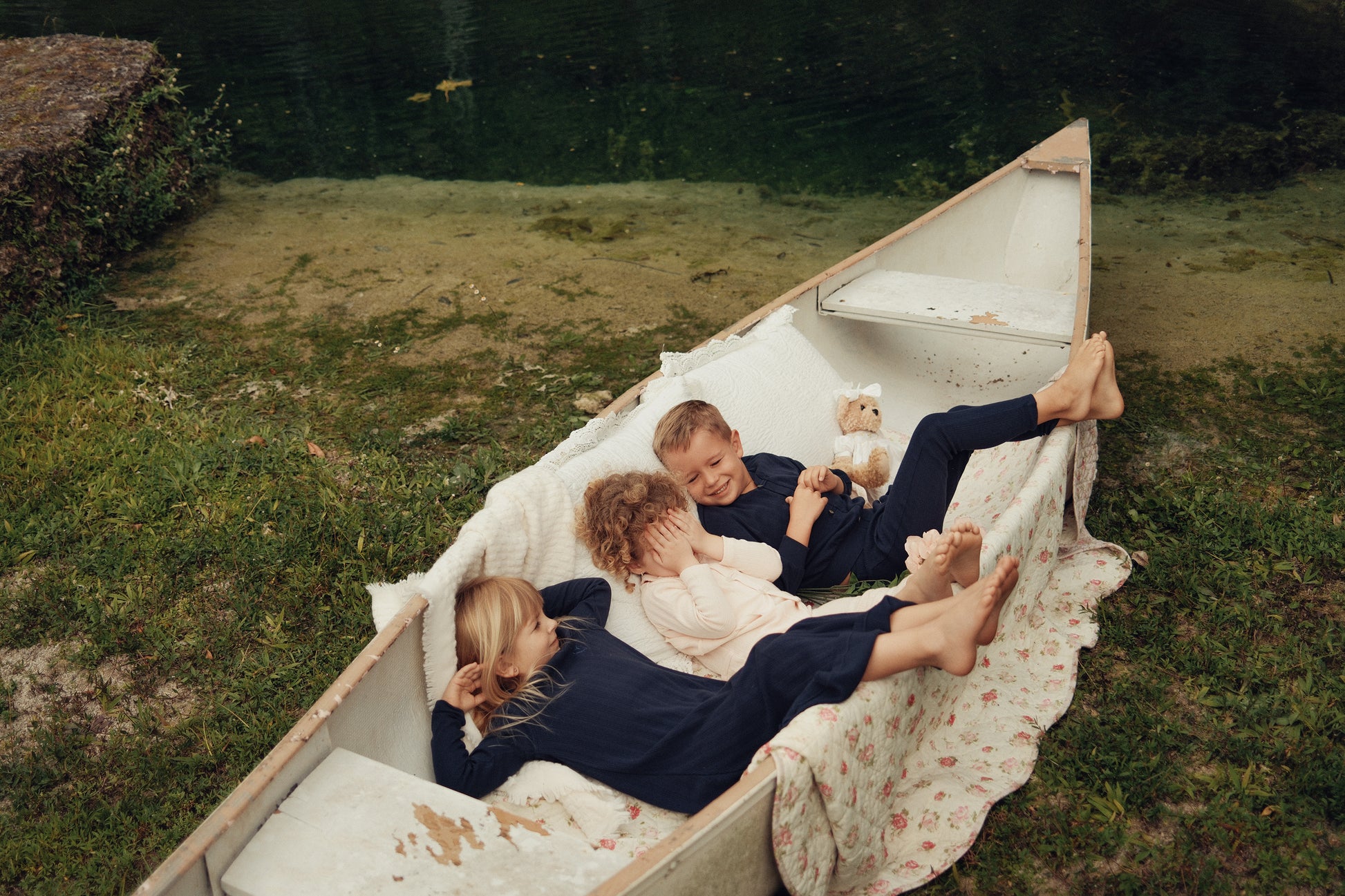 Navy Variegated Ribbed Maxi Robe