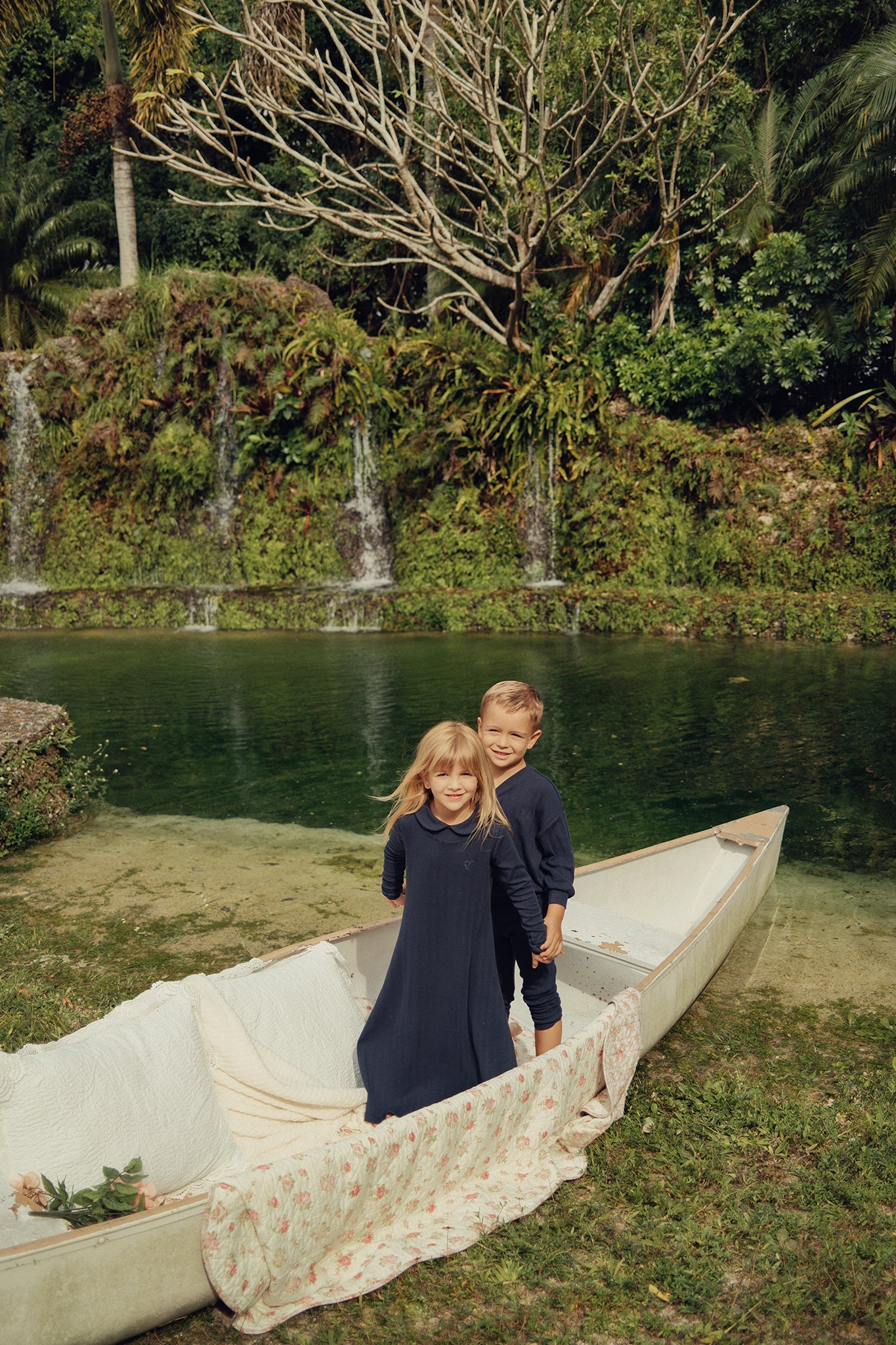 Navy Variegated Ribbed Maxi Robe