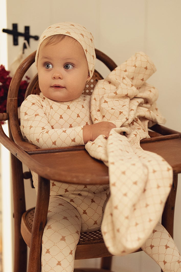 Taupe Boys Bear Grid Blanket