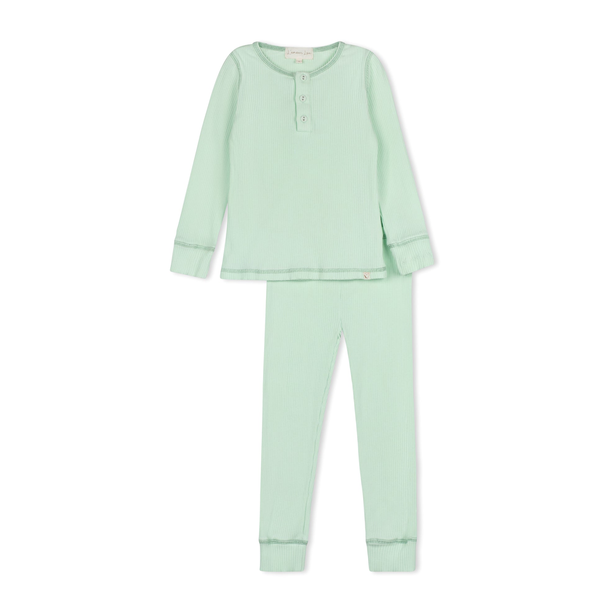 Spearmint Ribbed Henley Pajama