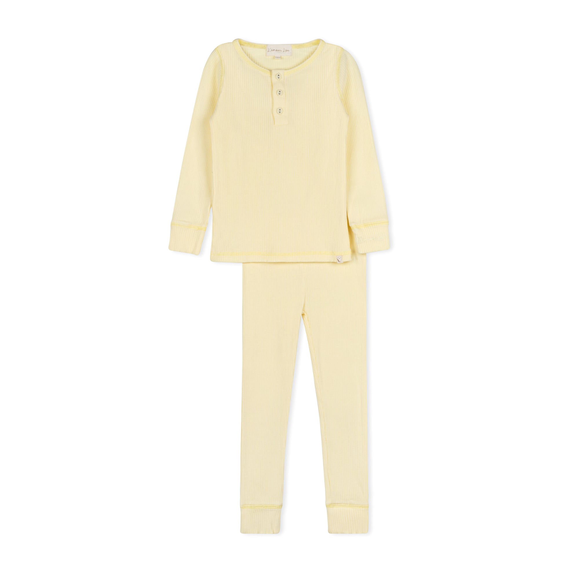 Lemon Ice Ribbed Henley Pajama