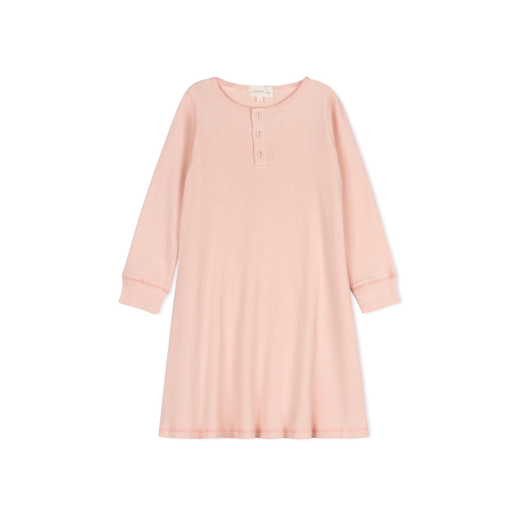 Pastel Pink Ribbed Henley Nightgown