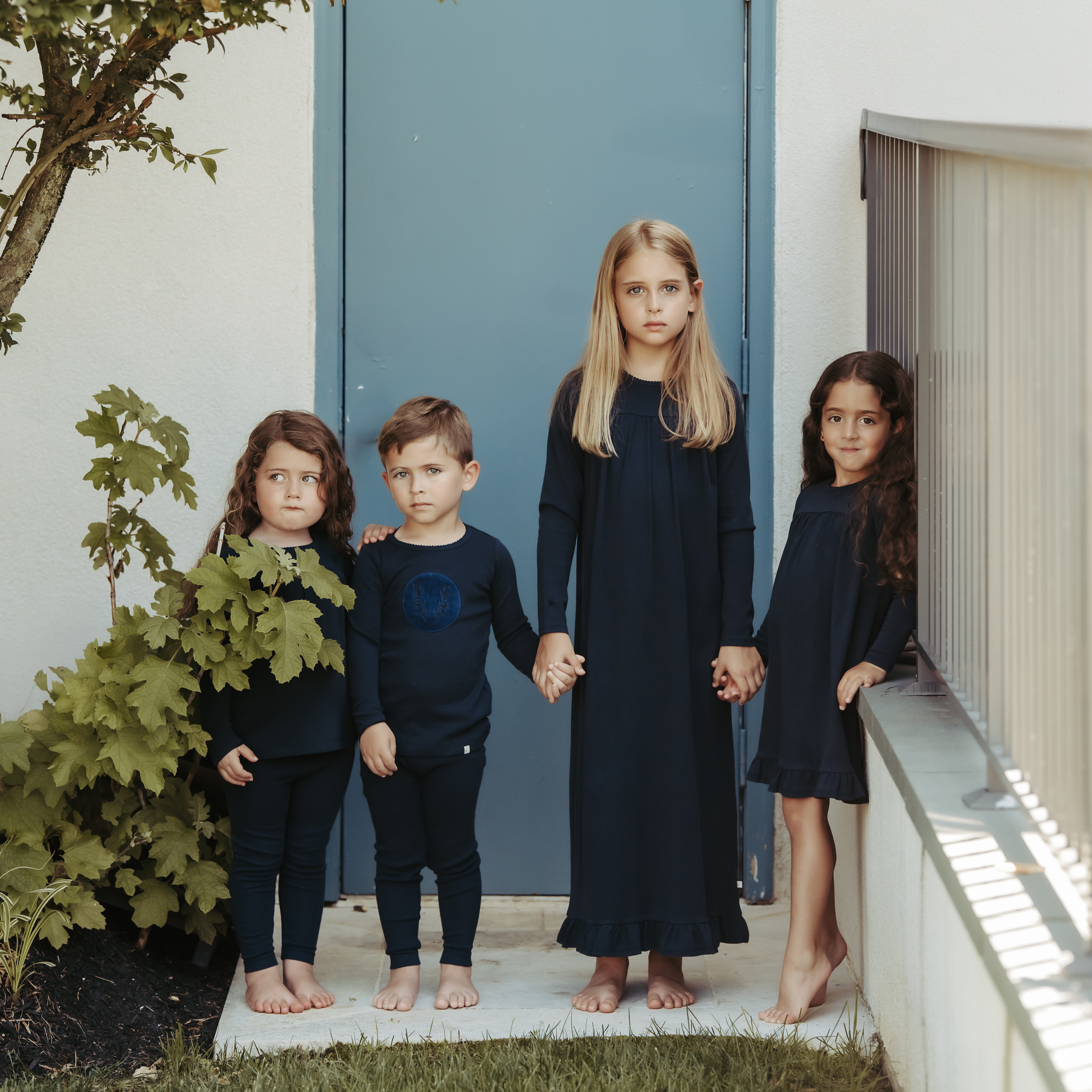 Navy Flocked Heart Nightgown