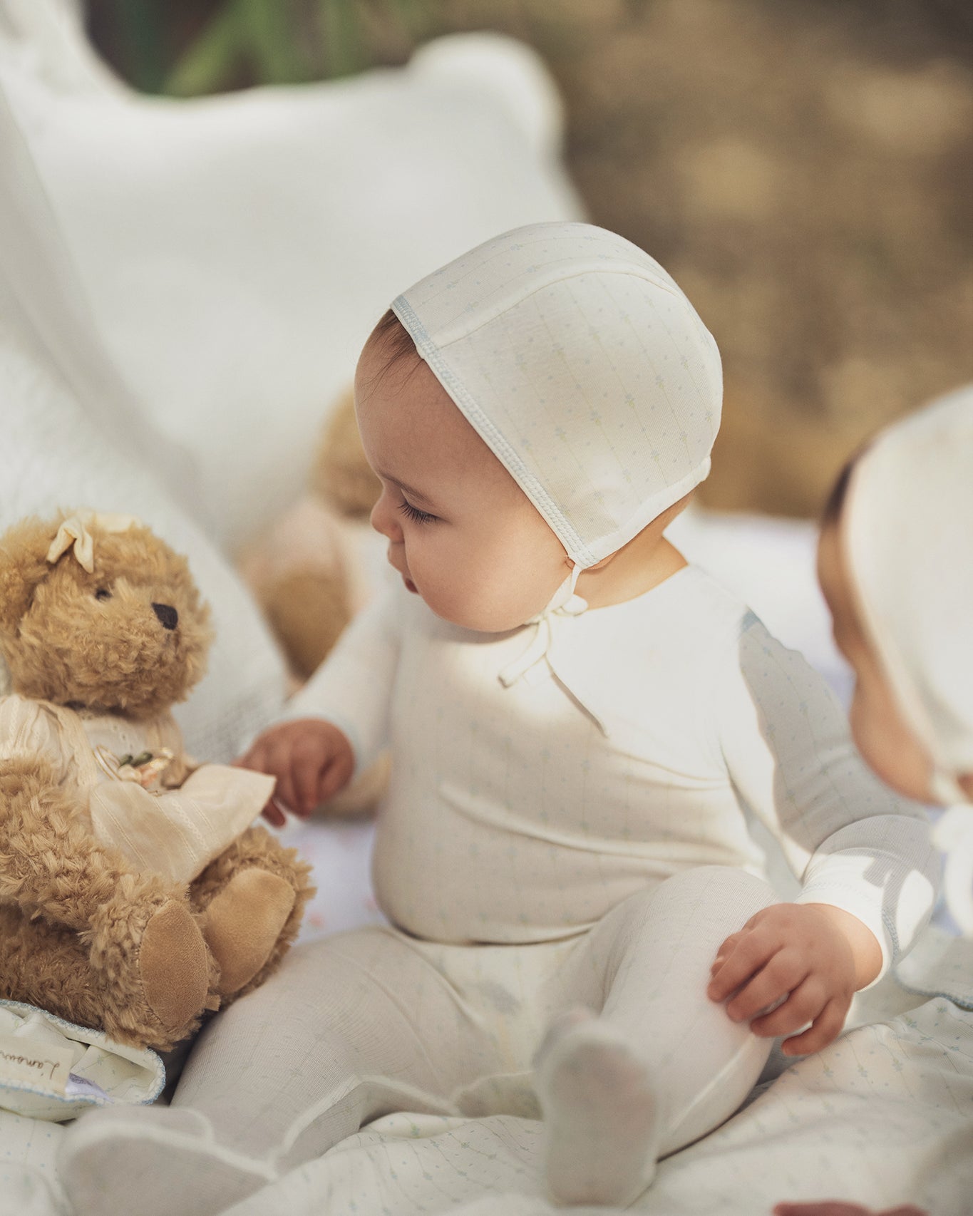 Blue Floral Striped Footie Set