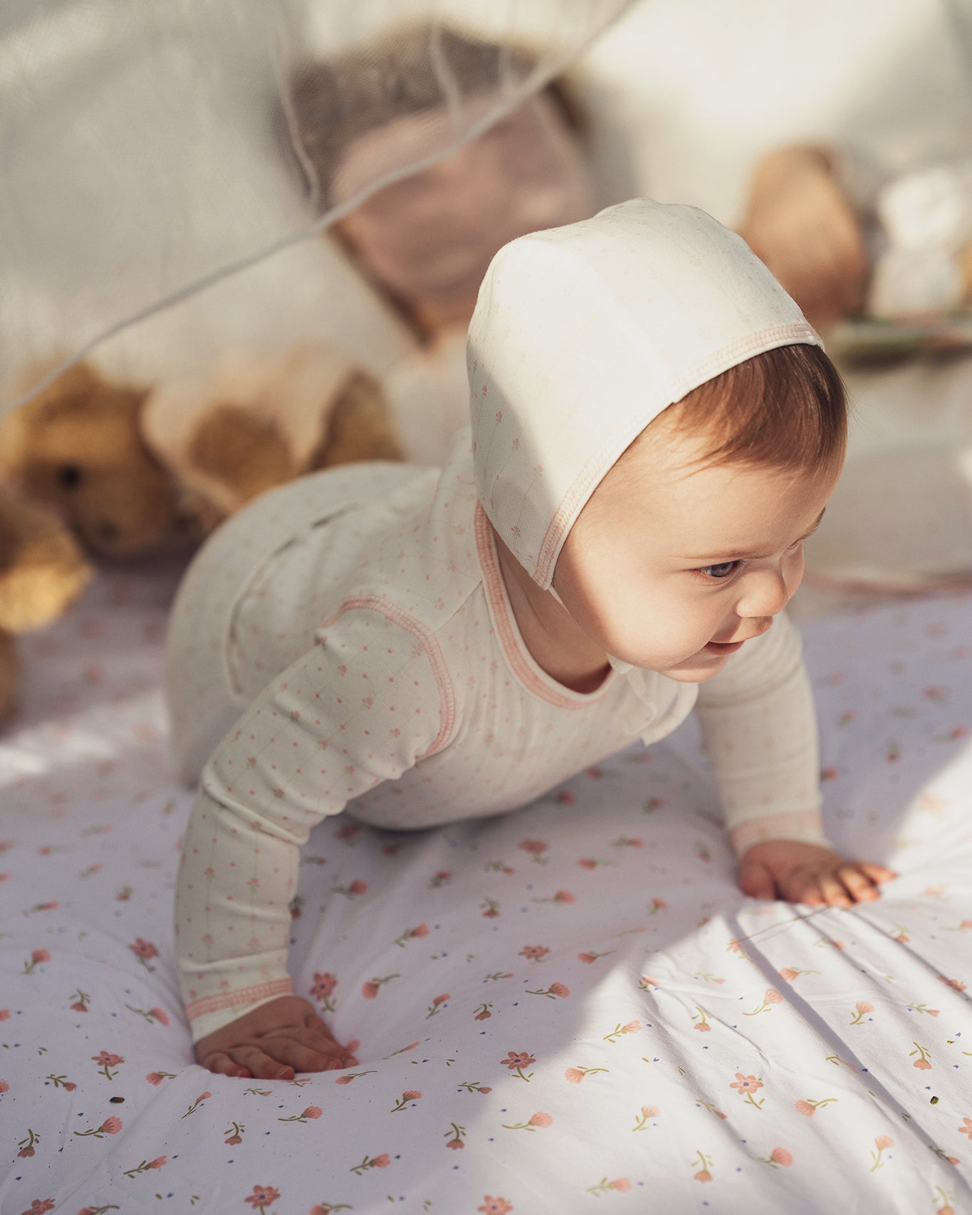 Pink Floral Striped Footie