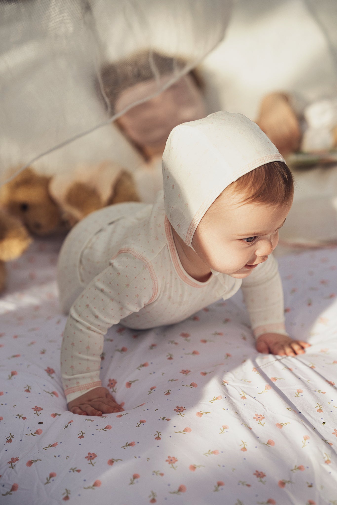 Pink Floral Striped Footie Set