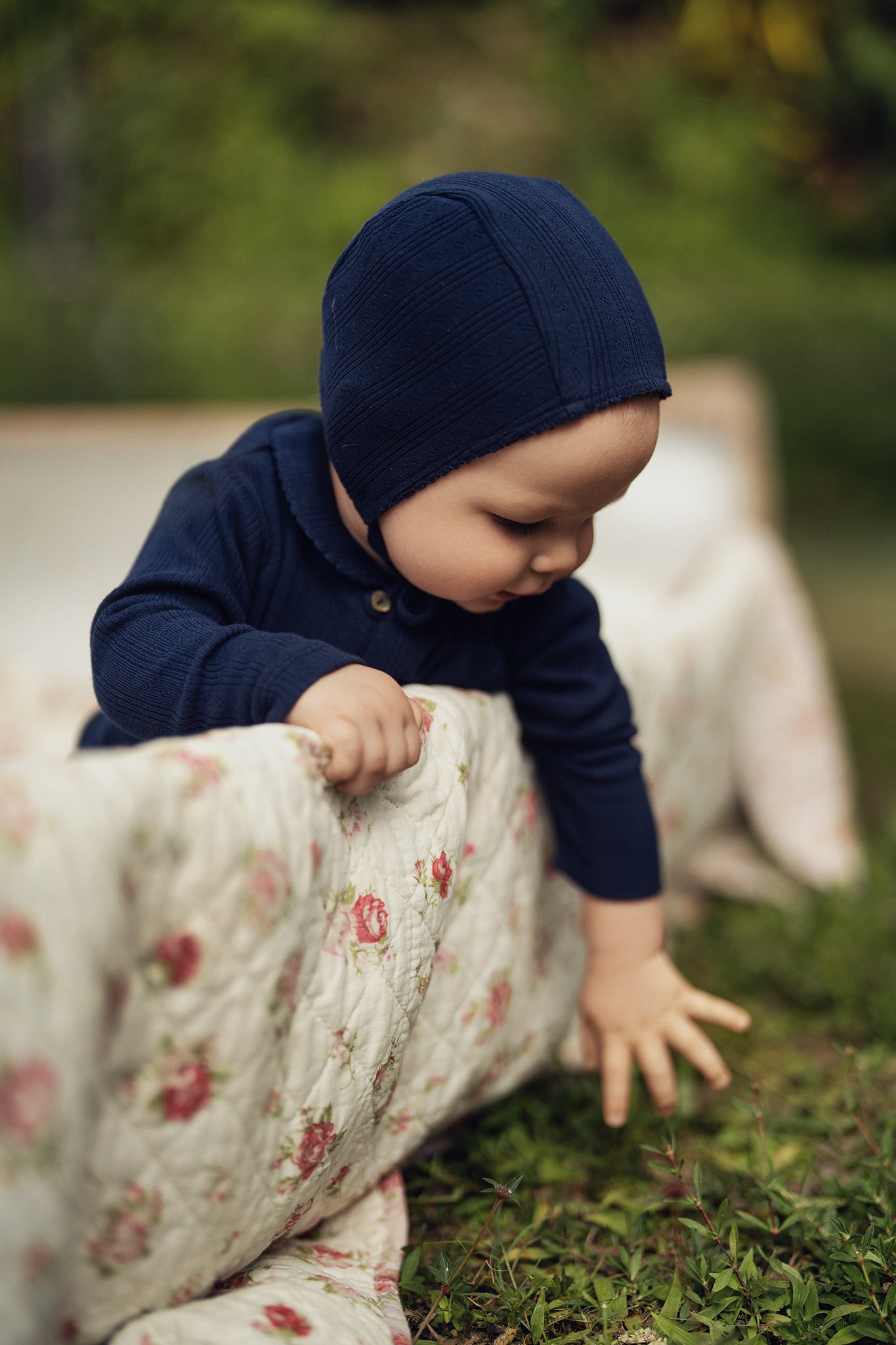 Navy Variegated Ribbed 4 Piece Set