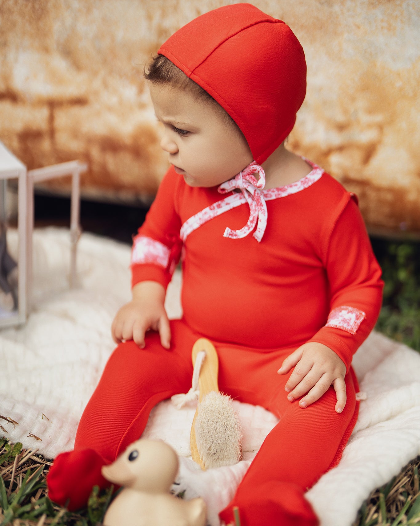 Candy Red Inside Seams Patch Footie