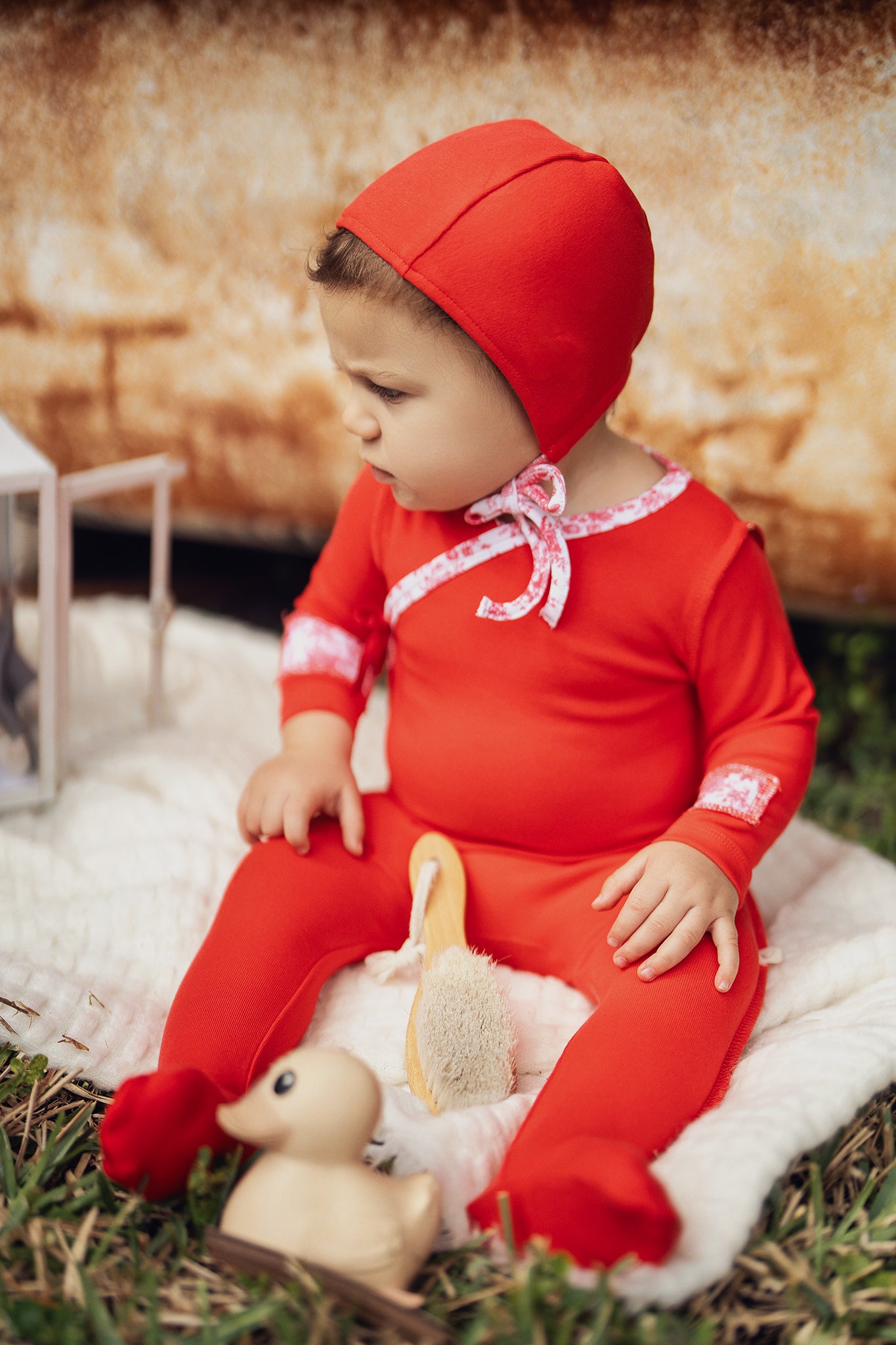 Candy Red Inside Seams Patch Footie