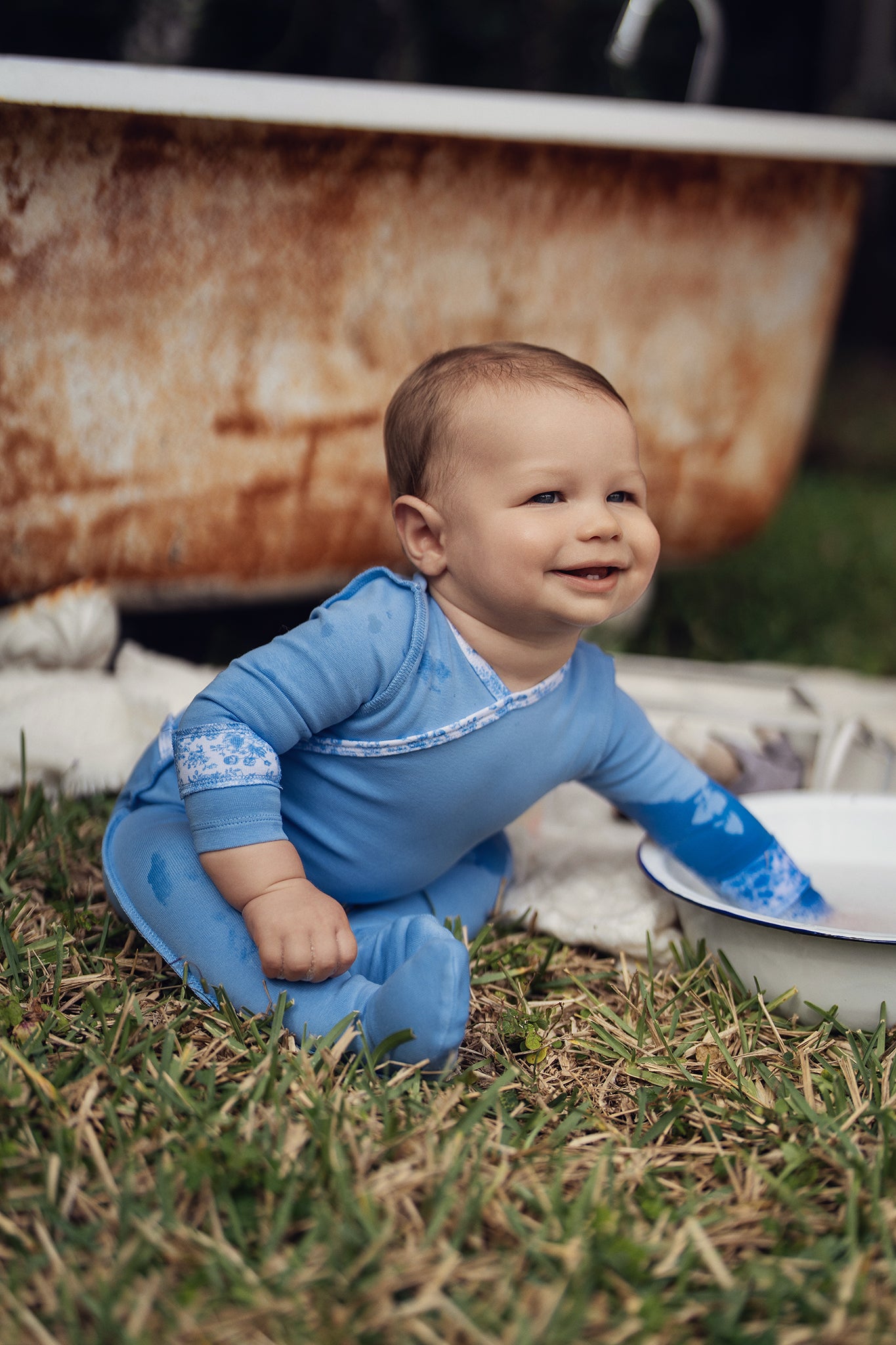 Crystal Blue Inside Seams Patch Footie