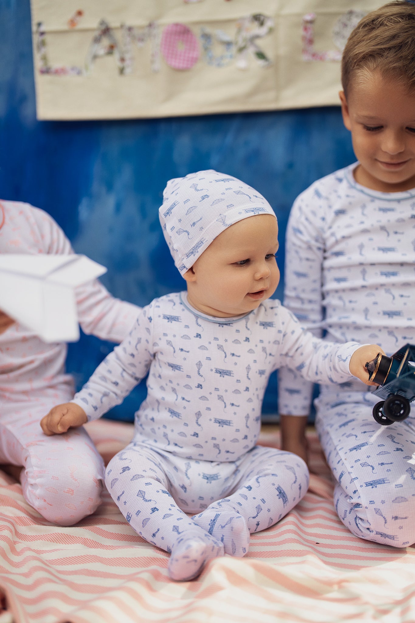 Blue Dreamy Vintage Sky Print Footie