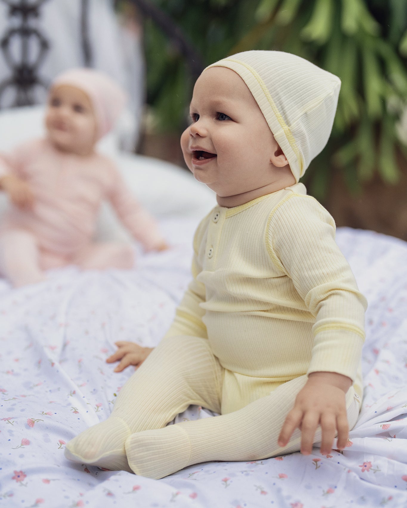 Lemon Ice Ribbed Henley Footie