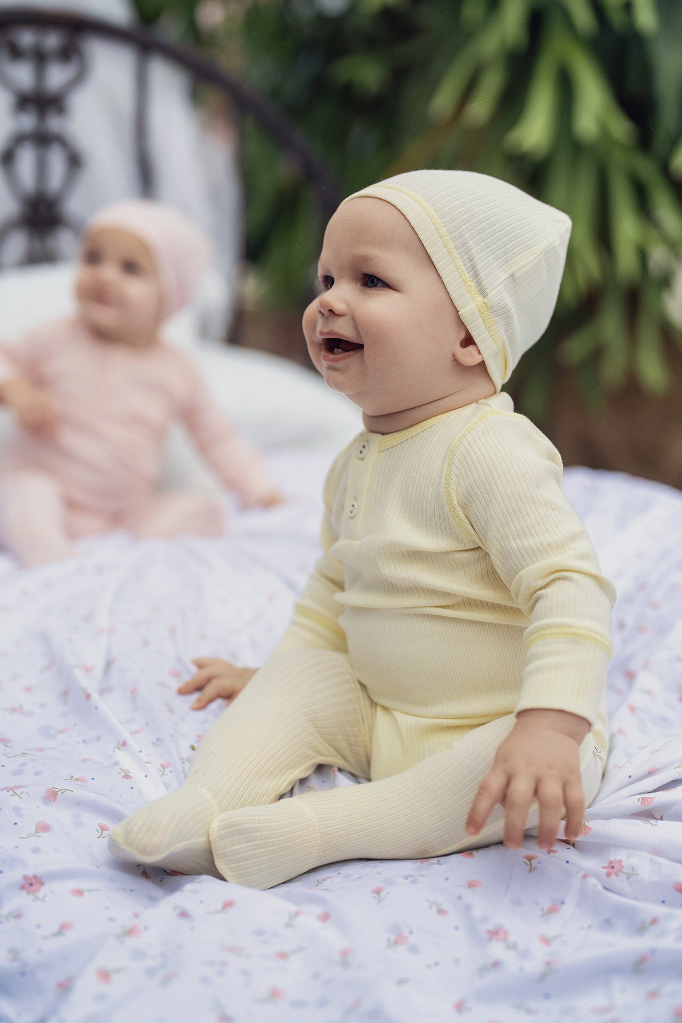 Lemon Ice Ribbed Henley Footie