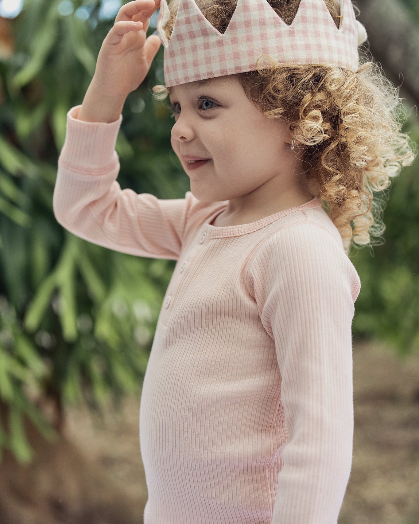 Pastel Pink Ribbed Henley Pajama