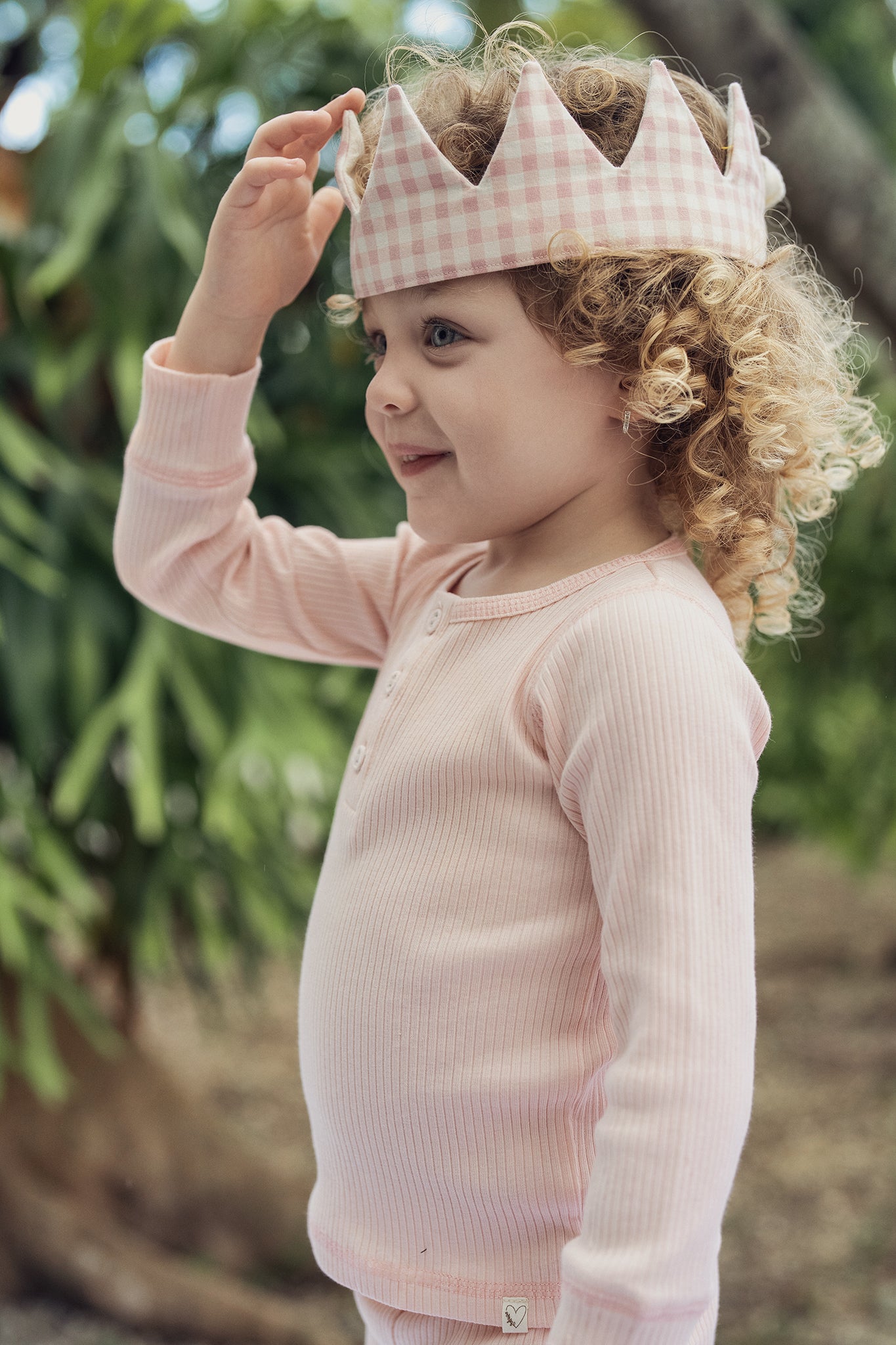 Pastel Pink Ribbed Henley Pajama