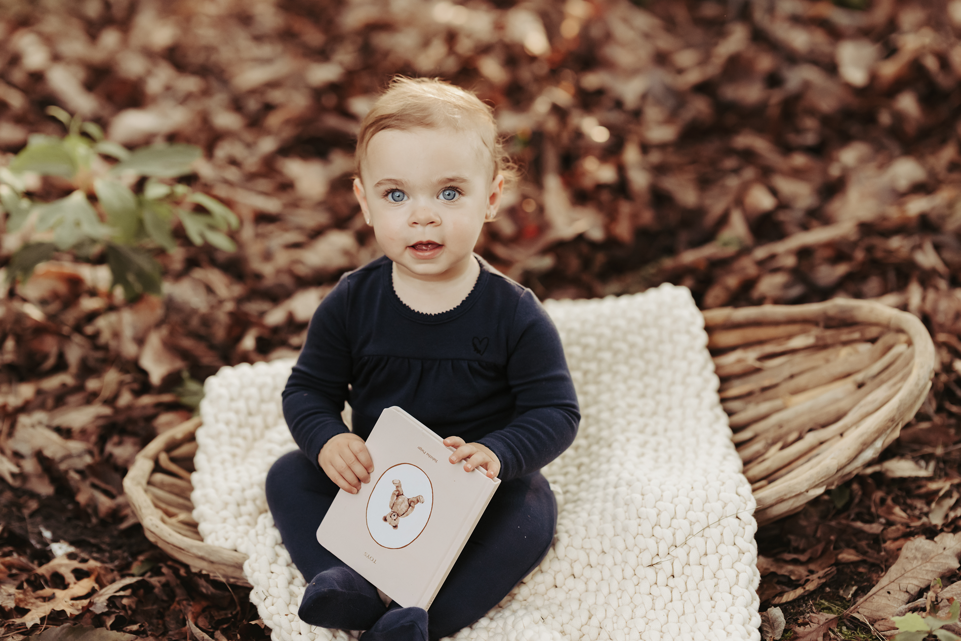 Navy Flocked Heart Footie