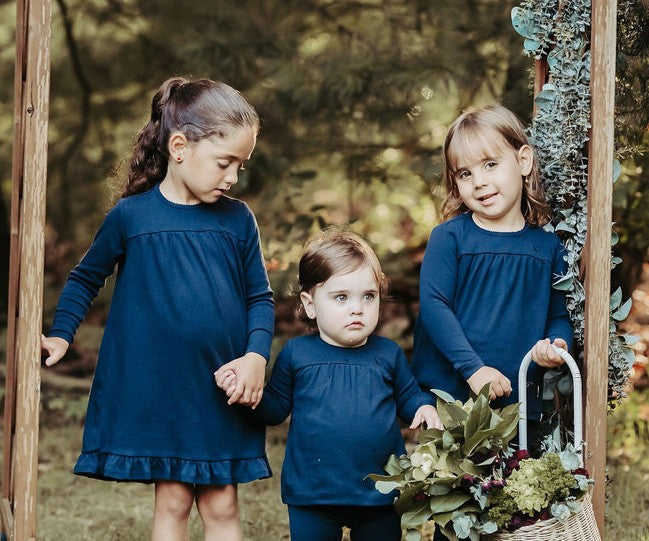 Navy Flocked Heart Nightgown