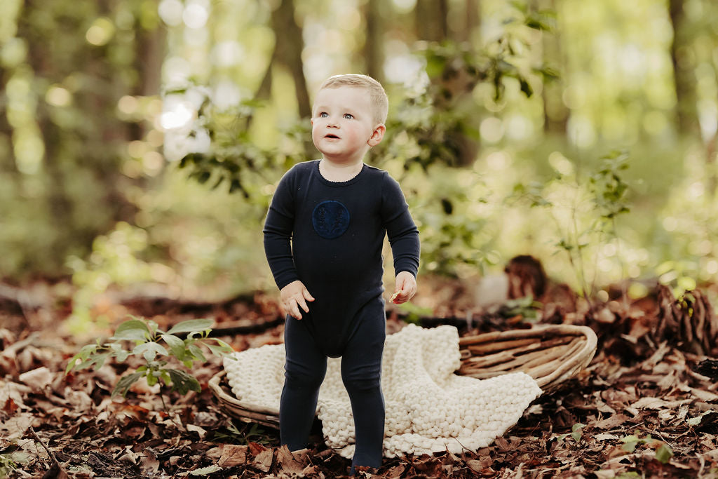 Navy Vine Patch Footie