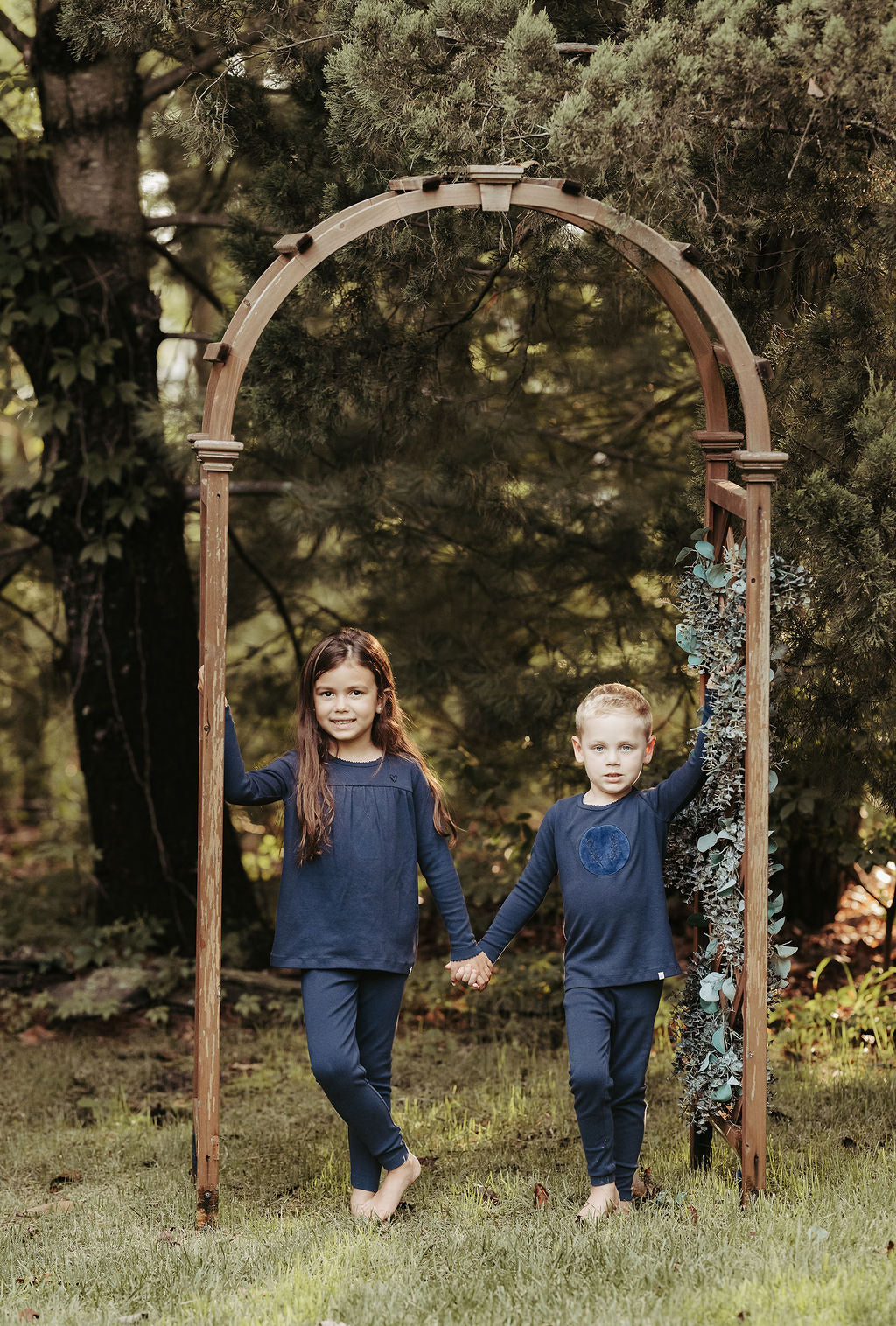 Navy Flocked Heart Pajama