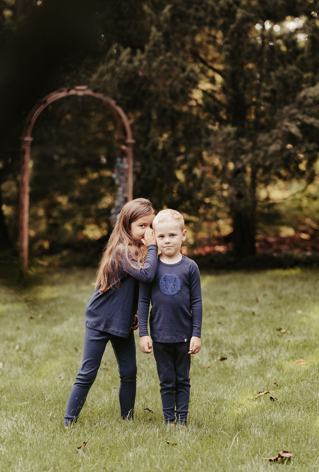 Navy Flocked Heart Pajama