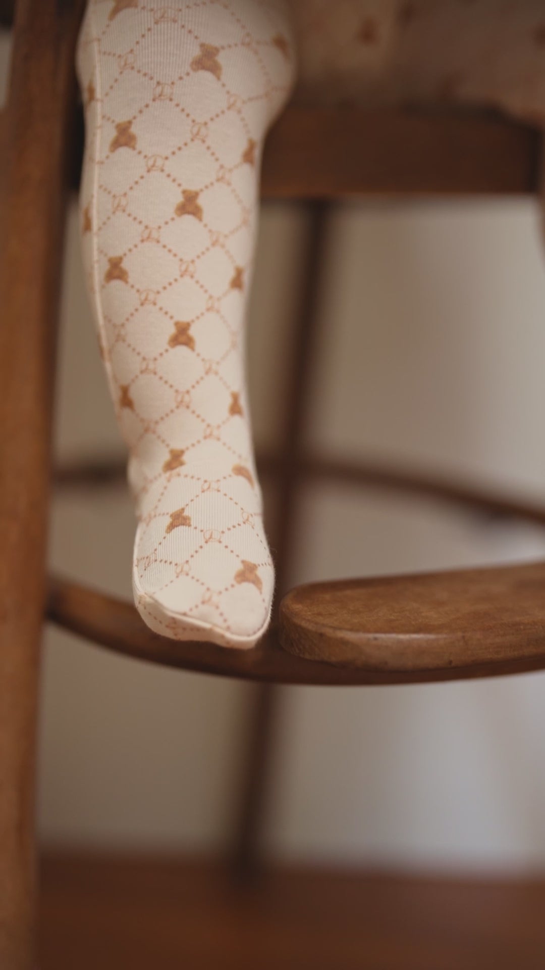 Taupe Boys Bear Grid Footie