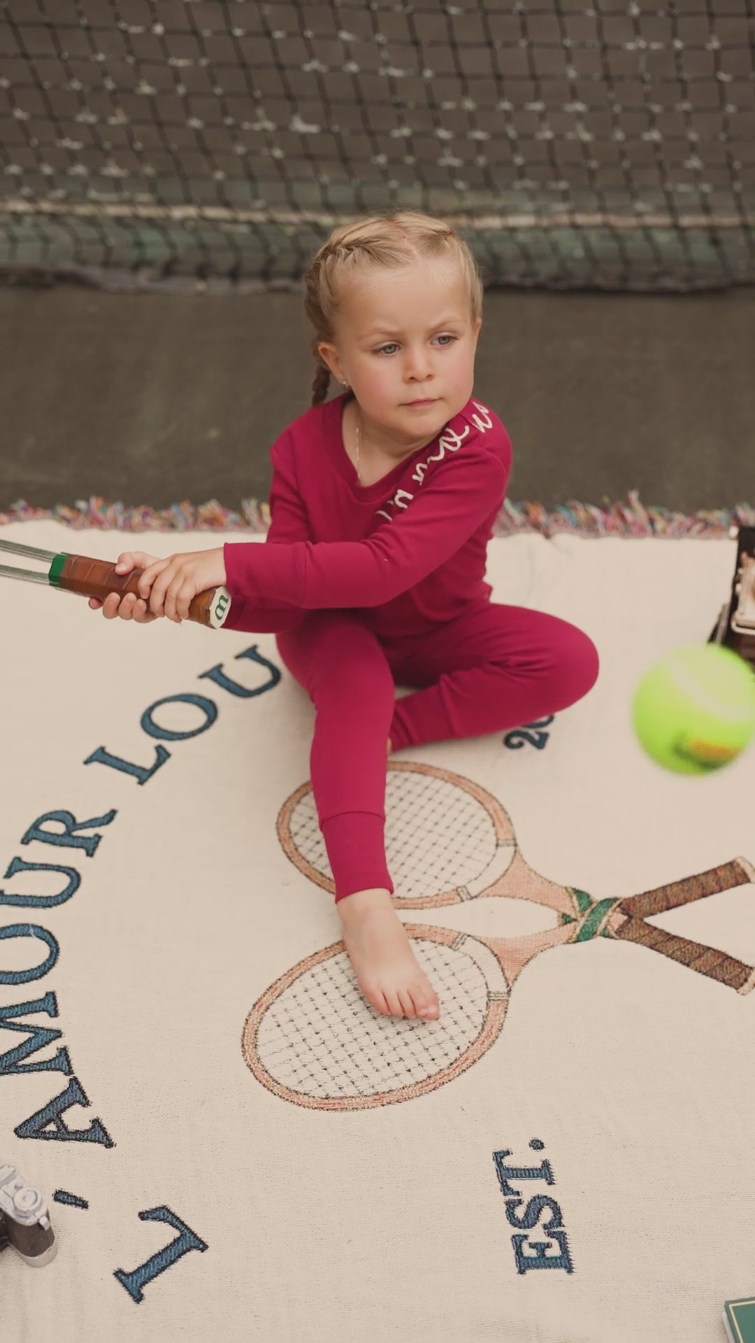 Deep Red Rope Embroidered Pajama