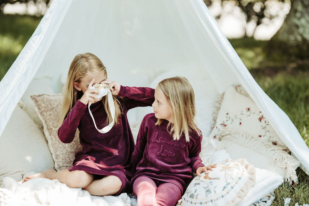 Wine Velour Emboss Nightgown